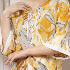 Indibelle Cotton Multi Abstract Print Co-ord Set (Yellow)