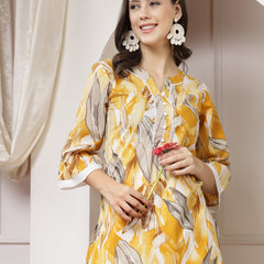 Indibelle Cotton Multi Abstract Print Co-ord Set (Yellow)