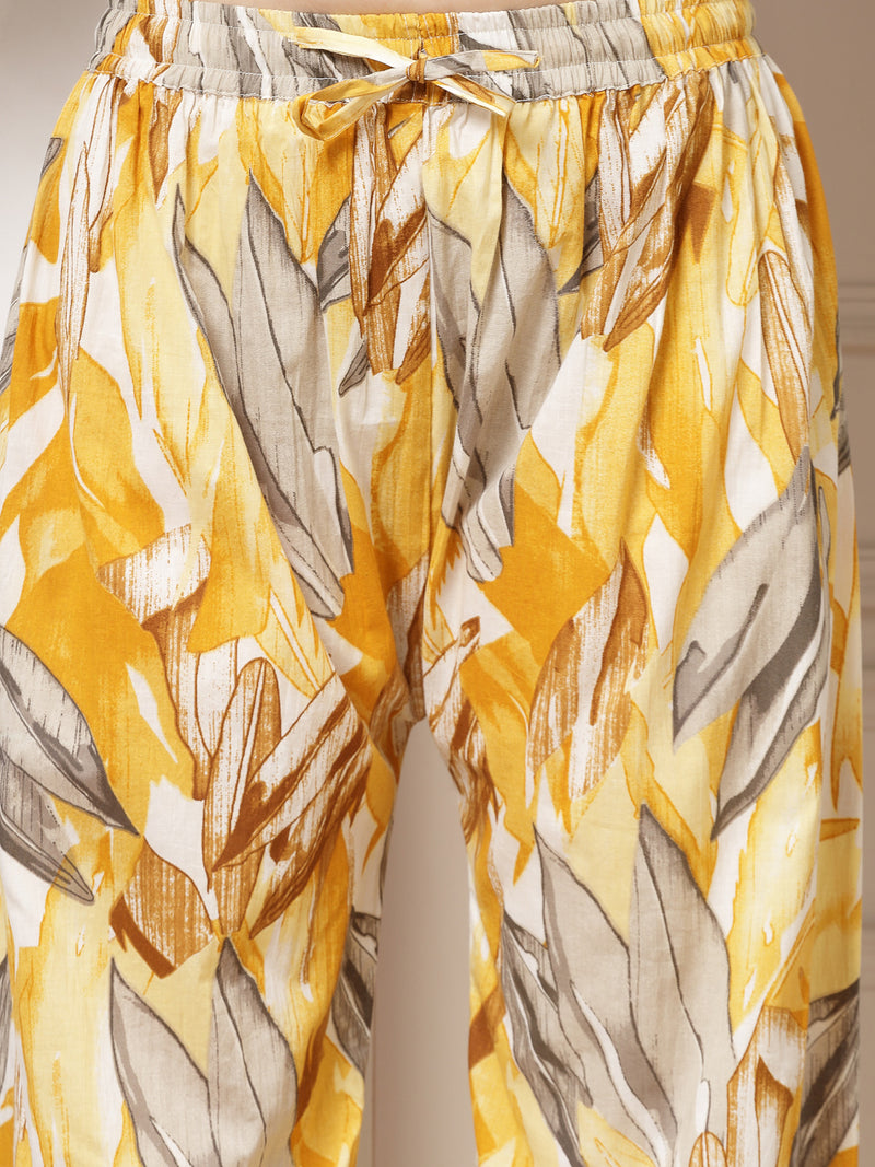 Indibelle Cotton Multi Abstract Print Co-ord Set (Yellow)