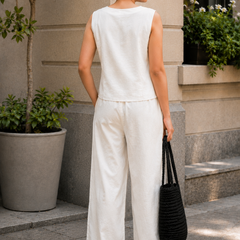 Indibelle Ivory Cotton Linen Blend Co-ord Set
