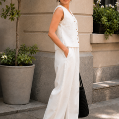 Indibelle Ivory Cotton Linen Blend Co-ord Set