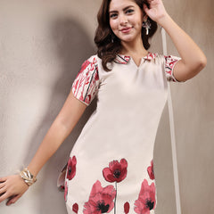 Indibelle Linen Touch Ivory Ruby Red Co-ord Set
