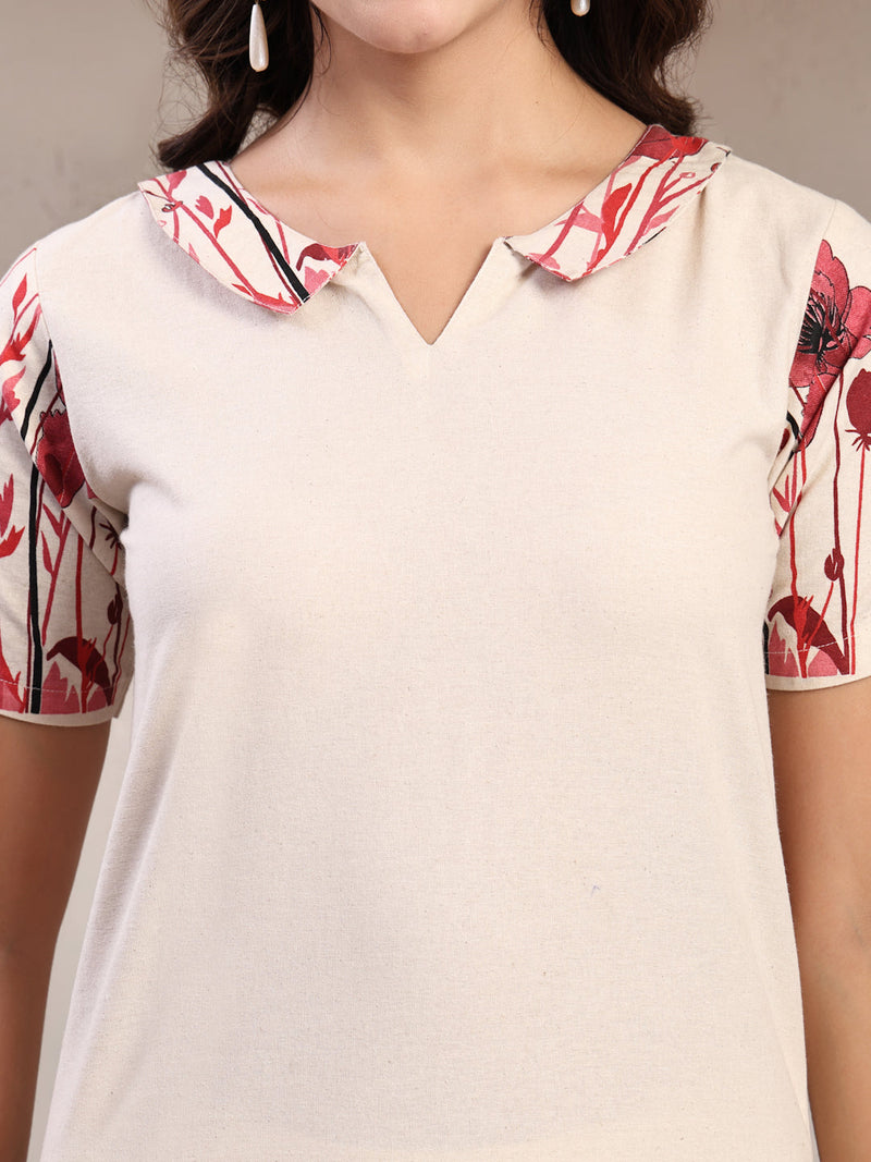 Indibelle Linen Touch Ivory Ruby Red Co-ord Set