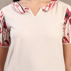 Indibelle Linen Touch Ivory Ruby Red Co-ord Set