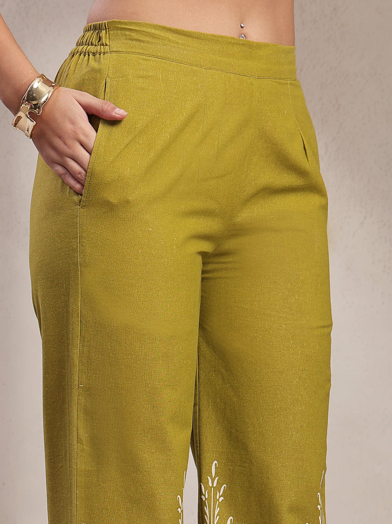 Indibelle Linen Touch Mustard Olive Ivory Co-ord Set