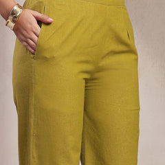Indibelle Linen Touch Mustard Olive Ivory Co-ord Set