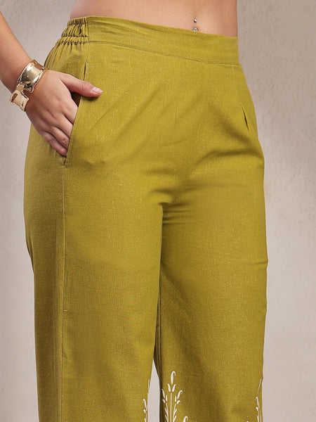 Indibelle Linen Touch Mustard Olive Ivory Co-ord Set