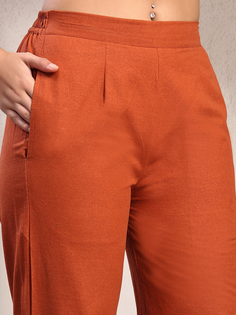 Indibelle Linen Touch Terracotta Ivory Co-Ord Set