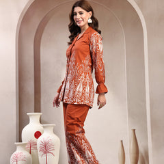 Indibelle Linen Touch Terracotta Ivory Co-Ord Set