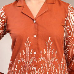 Indibelle Linen Touch Terracotta Ivory Co-Ord Set