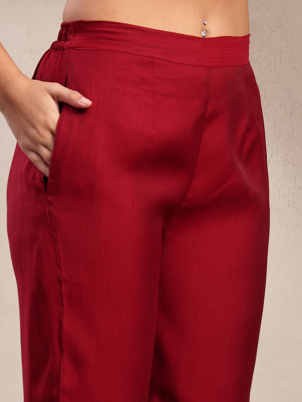 Indibelle Crimson Silk Blend Kaftan Co-ord set