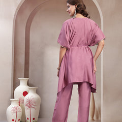 Indibelle Mauve Silk Blend Kaftan co-ord set