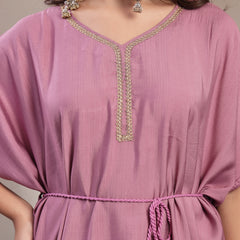 Indibelle Mauve Silk Blend Kaftan co-ord set