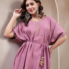 Indibelle Mauve Silk Blend Kaftan co-ord set