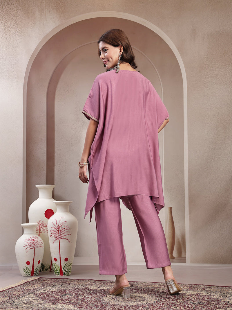 Indibelle Mauve Silk Blend Kaftan co-ord set