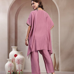 Indibelle Mauve Silk Blend Kaftan co-ord set