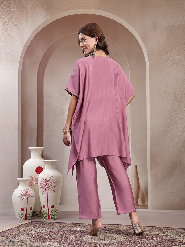 Indibelle Crimson Silk Blend Kaftan Co-ord set