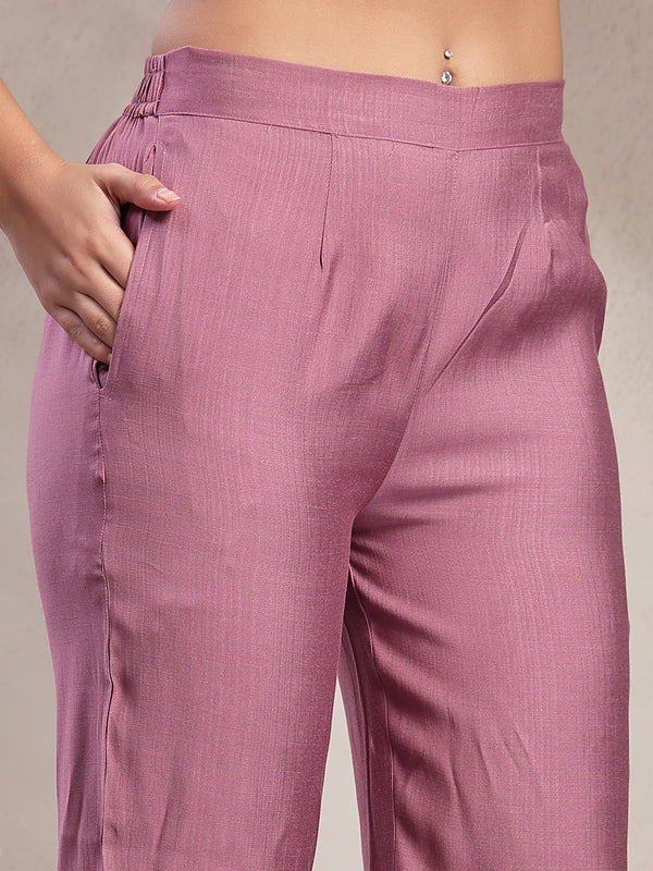 Indibelle Mauve Silk Blend Kaftan co-ord set