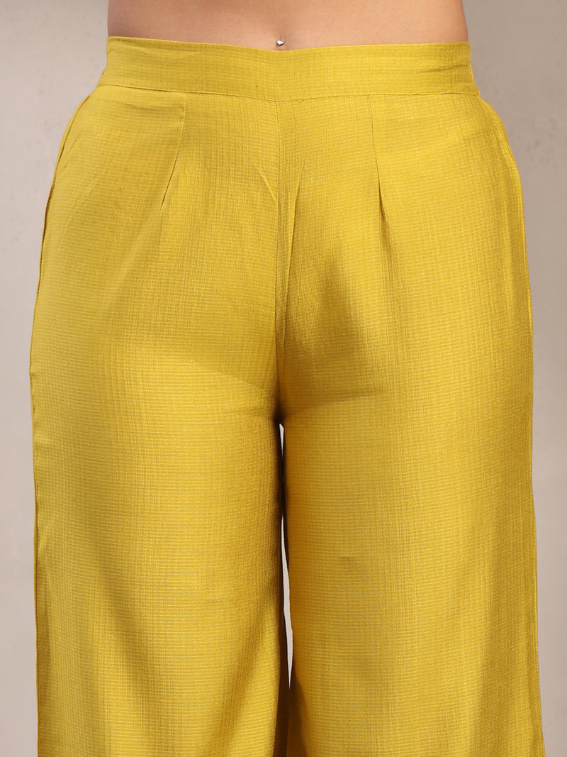 Indibelle Golden Mustard Silk Blend Hand Work Co-ord set