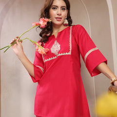 Indibelle Royal Fuchsia Silk Blend Hand Work Co-ord set