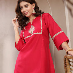 Indibelle Royal Fuchsia Silk Blend Hand Work Co-ord set