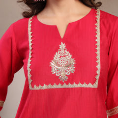 Indibelle Royal Fuchsia Silk Blend Hand Work Co-ord set