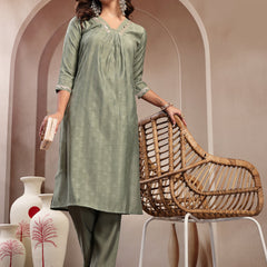 Indibelle Sage Green Silk Blend Kurta Set