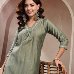 Indibelle Sage Green Silk Blend Kurta Set