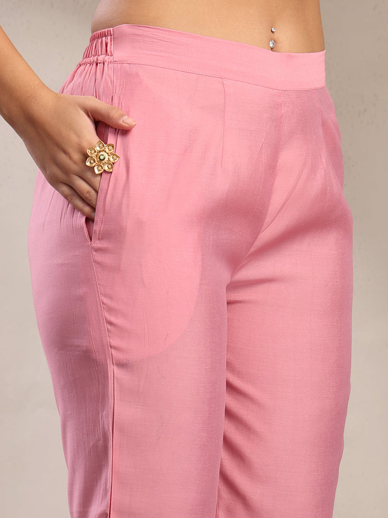Indibelle Dusty Pink Silk Blend Kurta Set