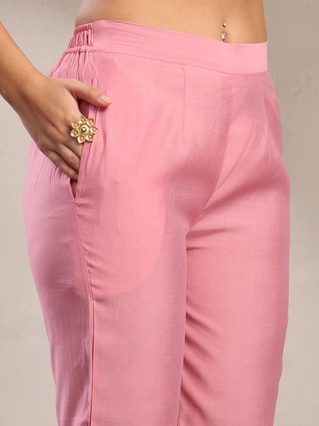 Indibelle Dusty Pink Silk Blend Kurta Set