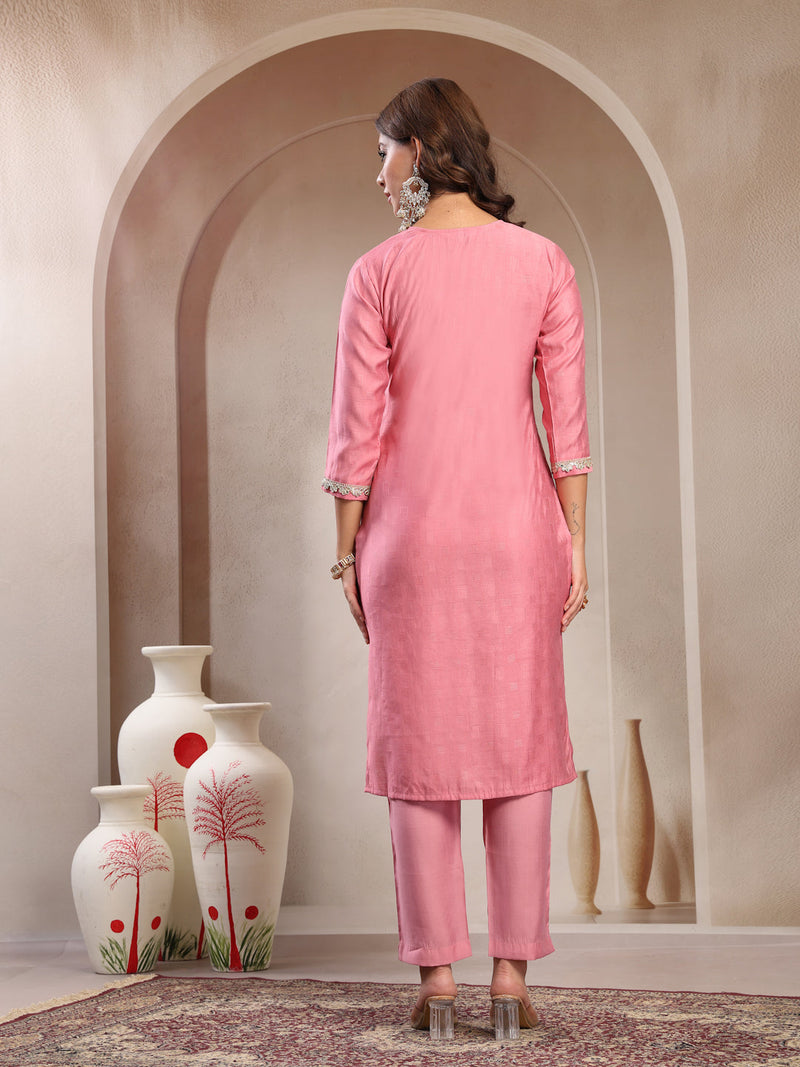Indibelle Dusty Pink Silk Blend Kurta Set