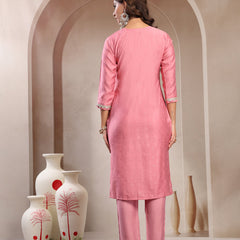Indibelle Dusty Pink Silk Blend Kurta Set