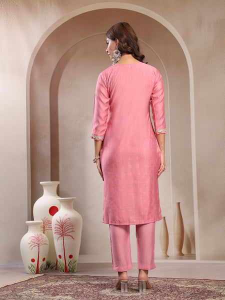 Indibelle Dusty Pink Silk Blend Kurta Set