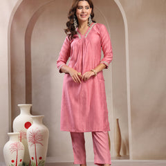 Indibelle Dusty Pink Silk Blend Kurta Set