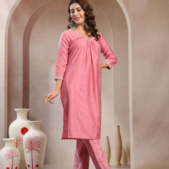 Indibelle Dusty Pink Silk Blend Kurta Set