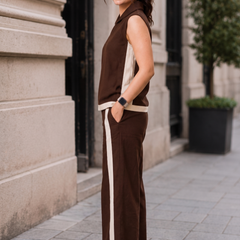 Indibelle Coffee Brown Linen Blend Relaxed fit Co-ord Set