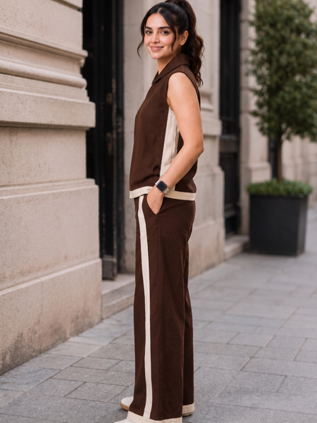 Indibelle Coffee Brown Linen Blend Relaxed fit Co-ord Set