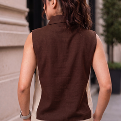 Indibelle Coffee Brown Linen Blend Relaxed fit Co-ord Set