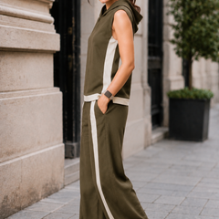 Indibelle Olive Green Linen Blend Relaxed fit Co-ord Set