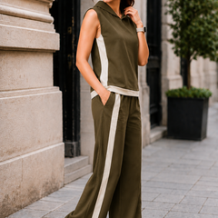 Indibelle Olive Green Linen Blend Relaxed fit Co-ord Set