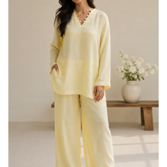 Indibelle Wrinkle Rayon Relaxed-Fit Co-ord Set