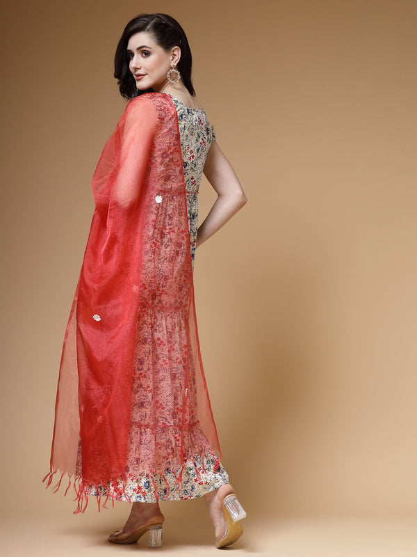 Indibelle Ditsy Print Cotton Maxi Set (Off White)