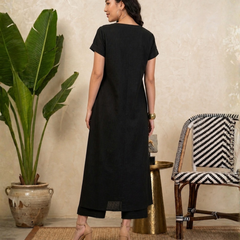 Indibelle Linen Touch Co-ord Set (Black)