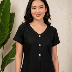 Indibelle Linen Touch Co-ord Set (Black)