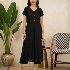 Indibelle Linen Touch Co-ord Set (Black)