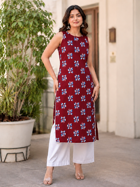Indibelle Women’s Floral Printed Cotton Kurti