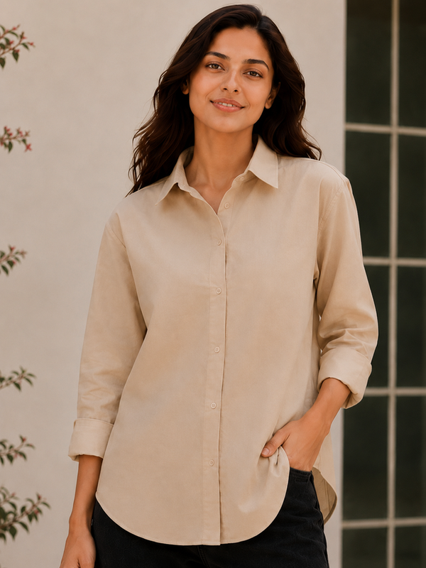 Indibelle Premium Linen Blend Coffee Brown Shirt