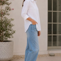 Indibelle Premium Linen Blend White Shirt