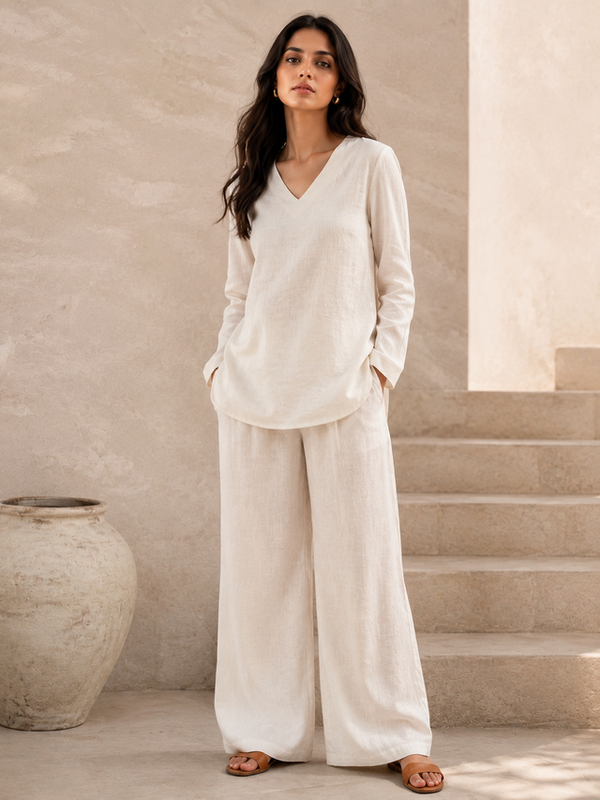 Indibelle Premium Women's Linen Blend Coord set