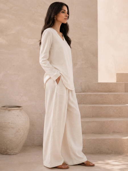 Indibelle Premium Women's Linen Blend Coord set